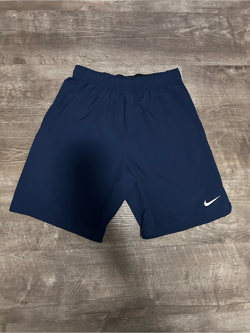 Nike Men's Navy Athletic Shorts with White Swoosh